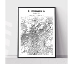 Birmingham, Alabama Scandinavian Map Print 