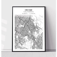 Irvine, California Scandinavian Map Print 