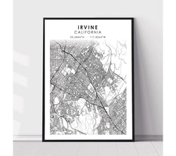 Irvine, California Scandinavian Map Print 