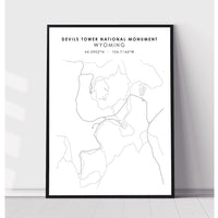 Devils Tower National Monument, Wyoming Scandinavian Map Print 