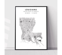 
              Louisiana, United States Scandinavian Style Map Print 
            