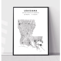 Louisiana, United States Scandinavian Style Map Print 