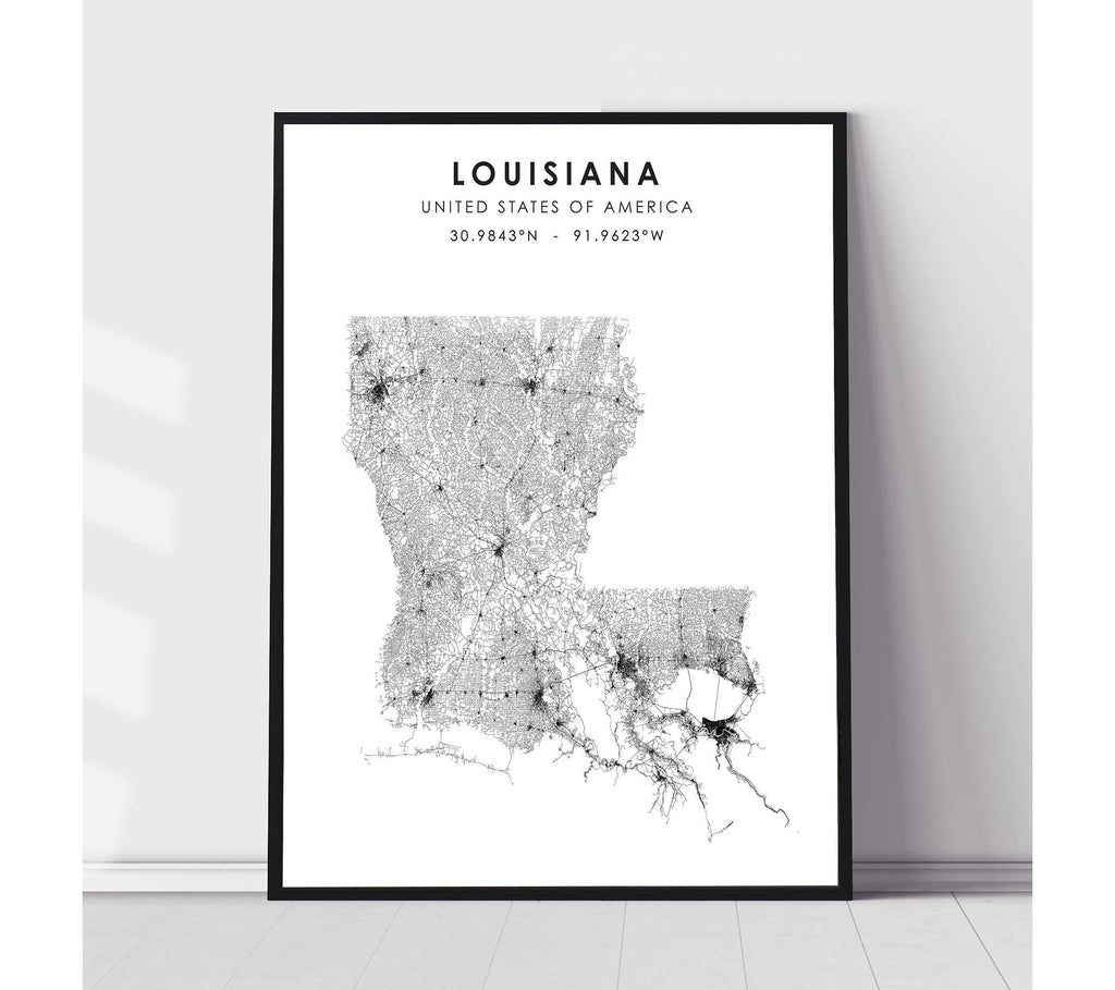 Louisiana, United States Scandinavian Style Map Print 
