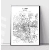 Reno, Nevada Scandinavian Map Print 