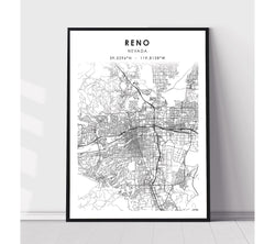 Reno, Nevada Scandinavian Map Print 