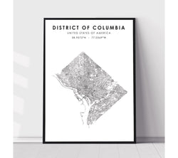 District of Columbia, United States Scandinavian Style Map Print 