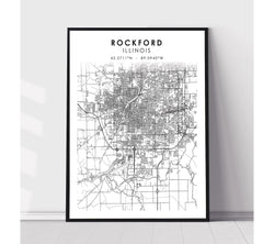 Rockford, Illinois Scandinavian Map Print 