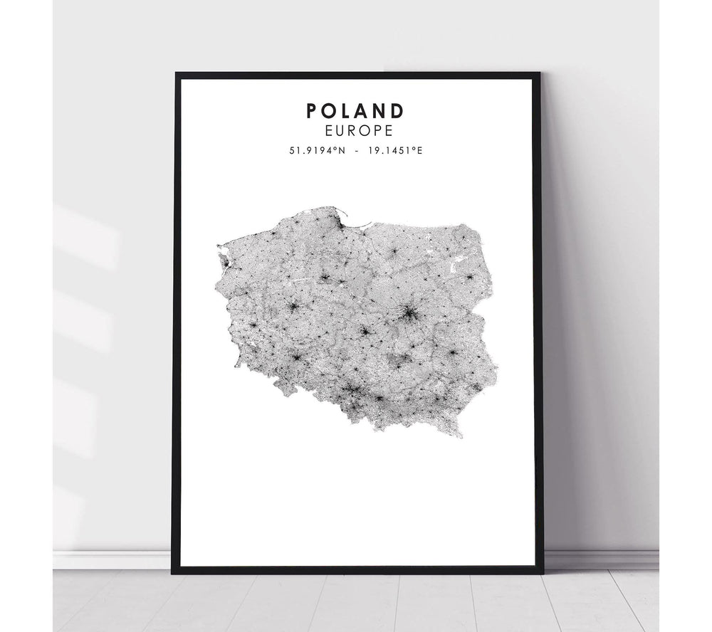 Poland Scandinavian Style Map Print 