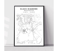
              Black Diamond, Washington Scandinavian Map Print 
            