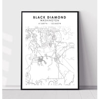 Black Diamond, Washington Scandinavian Map Print 