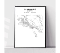 
              Dubrovnik, Croatia Scandinavian Style Map Print 
            