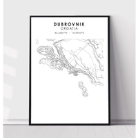 Dubrovnik, Croatia Scandinavian Style Map Print 