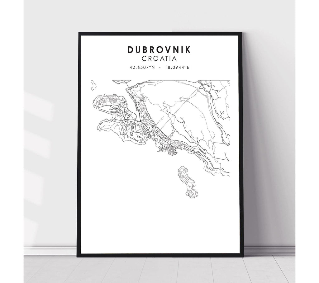 Dubrovnik, Croatia Scandinavian Style Map Print 