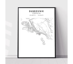 Dubrovnik, Croatia Scandinavian Style Map Print 