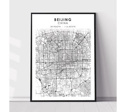 Beijing, China Scandinavian Style Map Print 