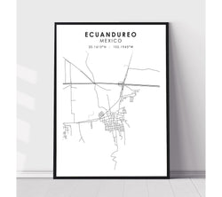 Ecuandureo, Mexico Scandinavian Style Map Print 