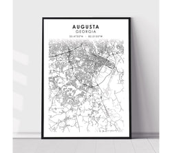 Augusta, Georgia Scandinavian Map Print  