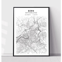 Bern, Switzerland Scandinavian Style Map Print 