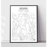 Goshen, Connecticut Scandinavian Map Print 