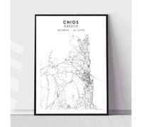 
              Chios, Greece Scandinavian Style Map Print 
            