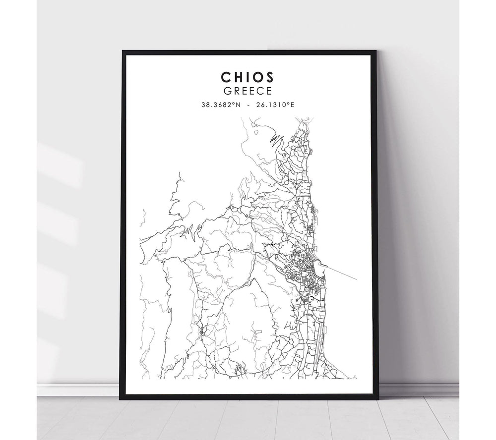 Chios, Greece Scandinavian Style Map Print 