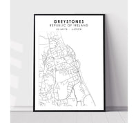 
              Greystones, Republic of Ireland Scandinavian Style Map Print 
            