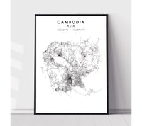 
              Cambodia, Asia Scandinavian Style Map Print 
            