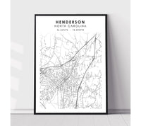 
              Henderson, North Carolina Scandinavian Map Print 
            