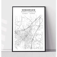 Henderson, North Carolina Scandinavian Map Print 