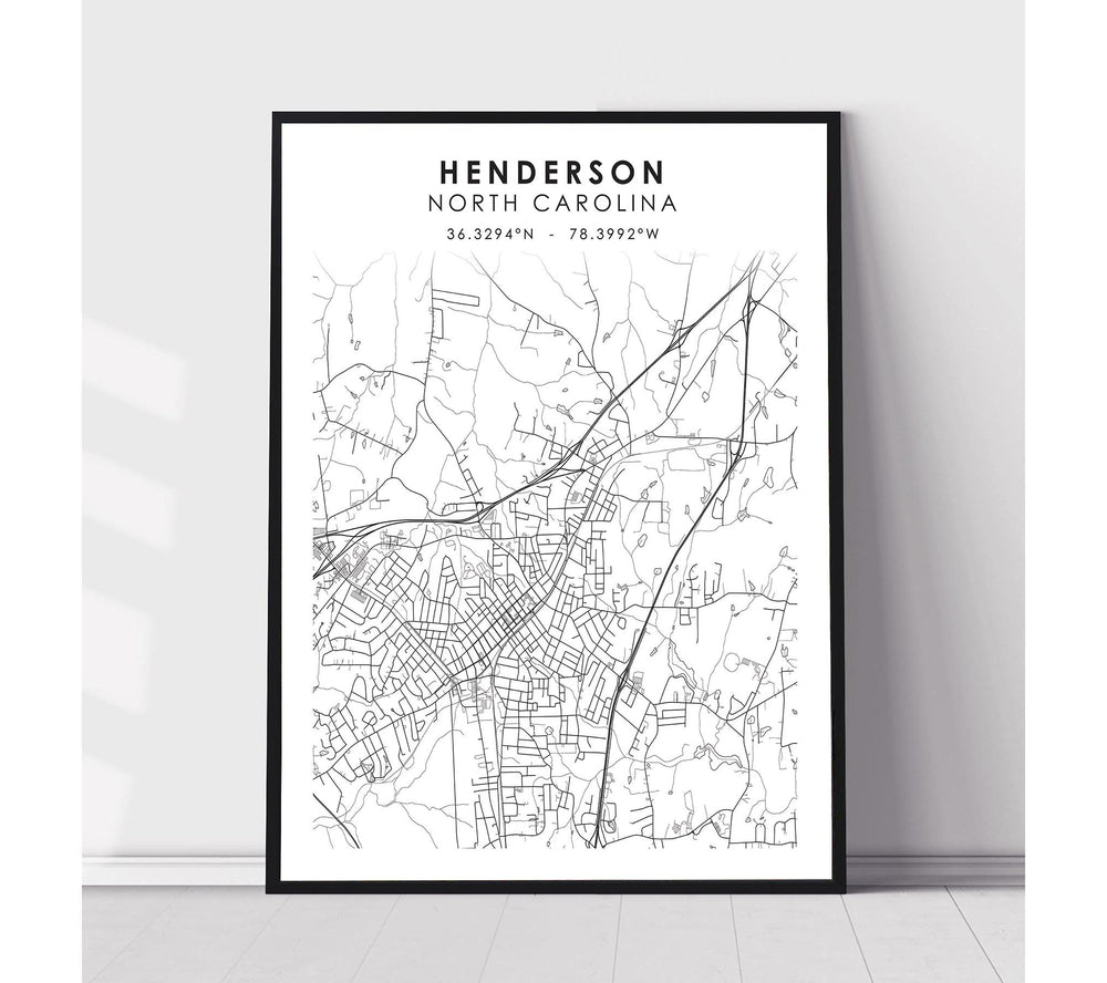 Henderson, North Carolina Scandinavian Map Print 
