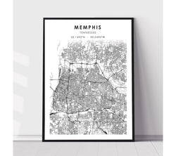 Memphis, Tennessee Scandinavian Map Print 