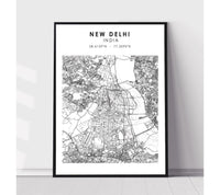 
              New Delhi, India Scandinavian Style Map Print 
            