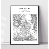 New Delhi, India Scandinavian Style Map Print 