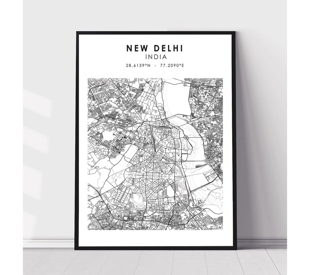 New Delhi, India Scandinavian Style Map Print 