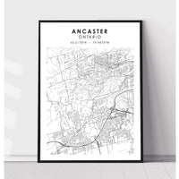 Ancaster, Ontario Scandinavian Style Map Print 