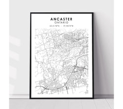 Ancaster, Ontario Scandinavian Style Map Print 