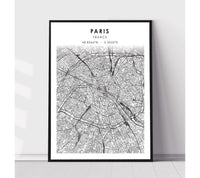 
              Paris, France Scandinavian Style Map Print 
            