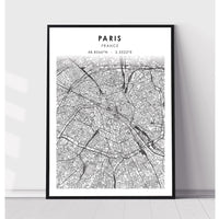 Paris, France Scandinavian Style Map Print 