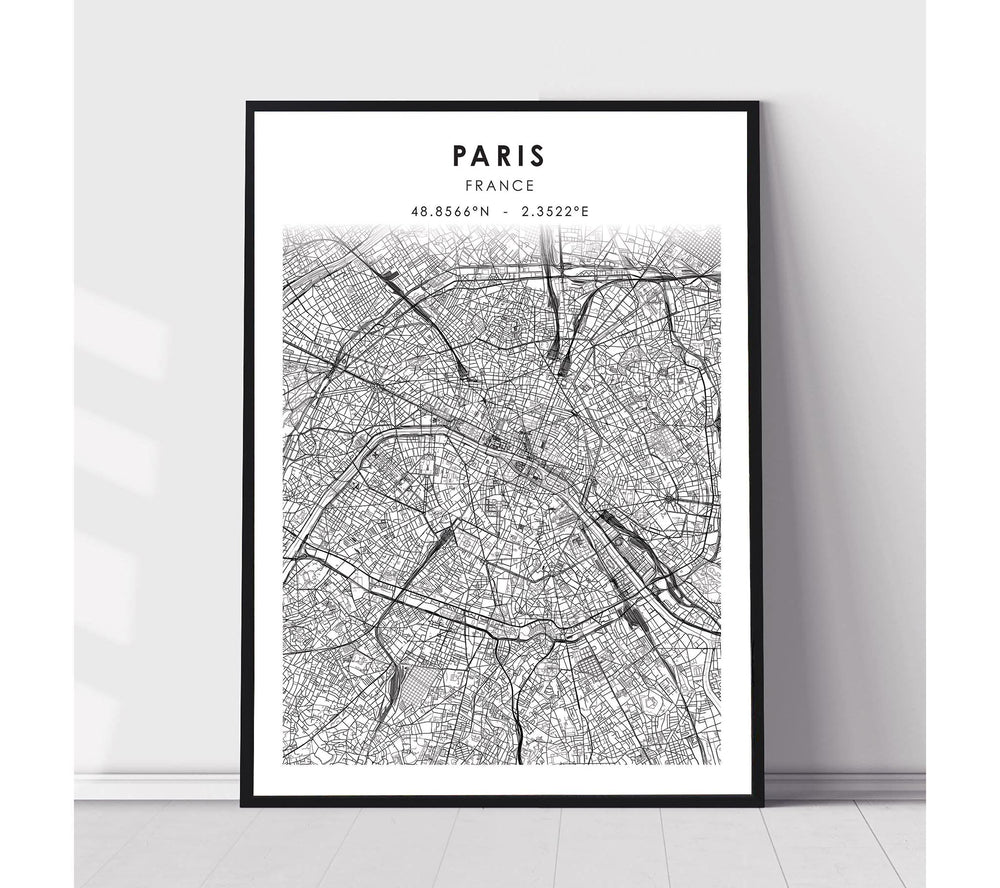 Paris, France Scandinavian Style Map Print 