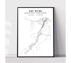 Hay River, Northwest Territories Scandinavian Style Map Print 