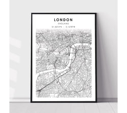 London, England Scandinavian Style Map Print 