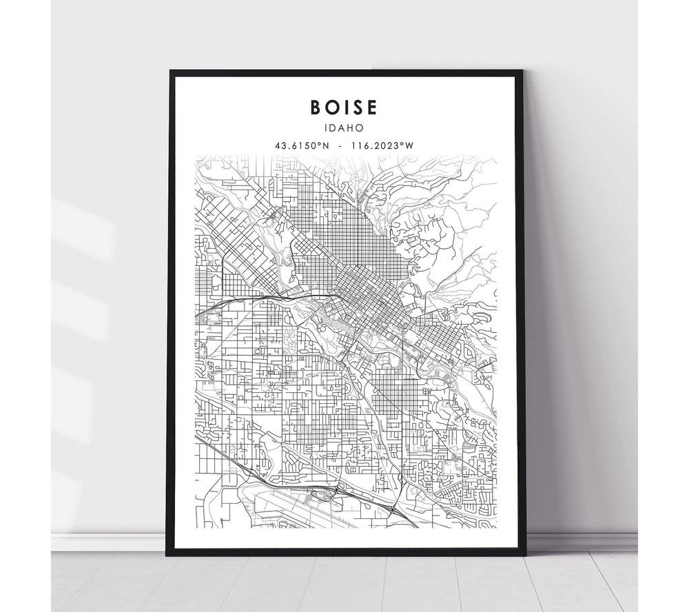 Boise, Idaho Scandinavian Map Print 