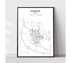 KADAPA, INDIA Scandinavian Style Map Print 