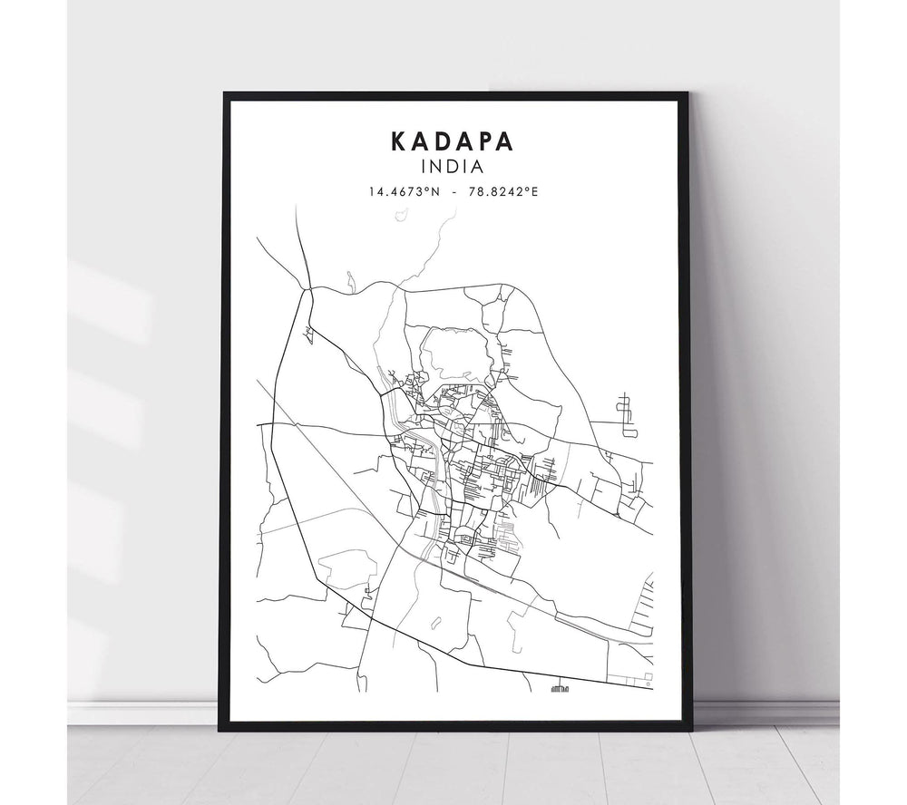 KADAPA, INDIA Scandinavian Style Map Print 