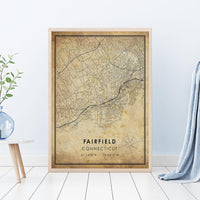 
              Fairfield, Connecticut Vintage Style Map Print 
            