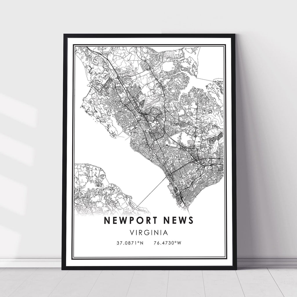 Newport News, Virginia Modern Map Print 