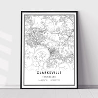 Clarksville, Tennessee Modern Map Print 