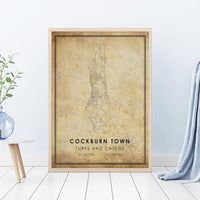 Cockburn Town, Turks And Caicos Vintage Style Map Print 