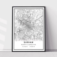 Durham, North Carolina Modern Map Print 