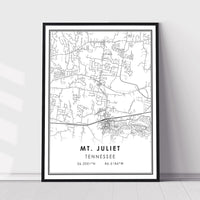 Mt. Juliet, Tennessee Modern Map Print